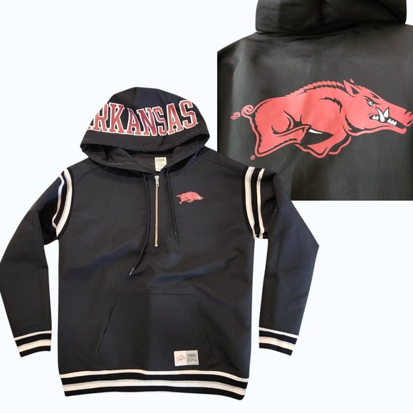 Victoria's Secret Tops - VICTORIAS SECRET PINK ARKANSAS RAZORBACKS WINDBREAKER HOODIE XS Black